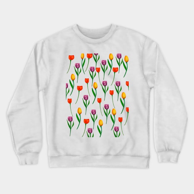 Tulip flower Pattern Crewneck Sweatshirt by kuallidesigns